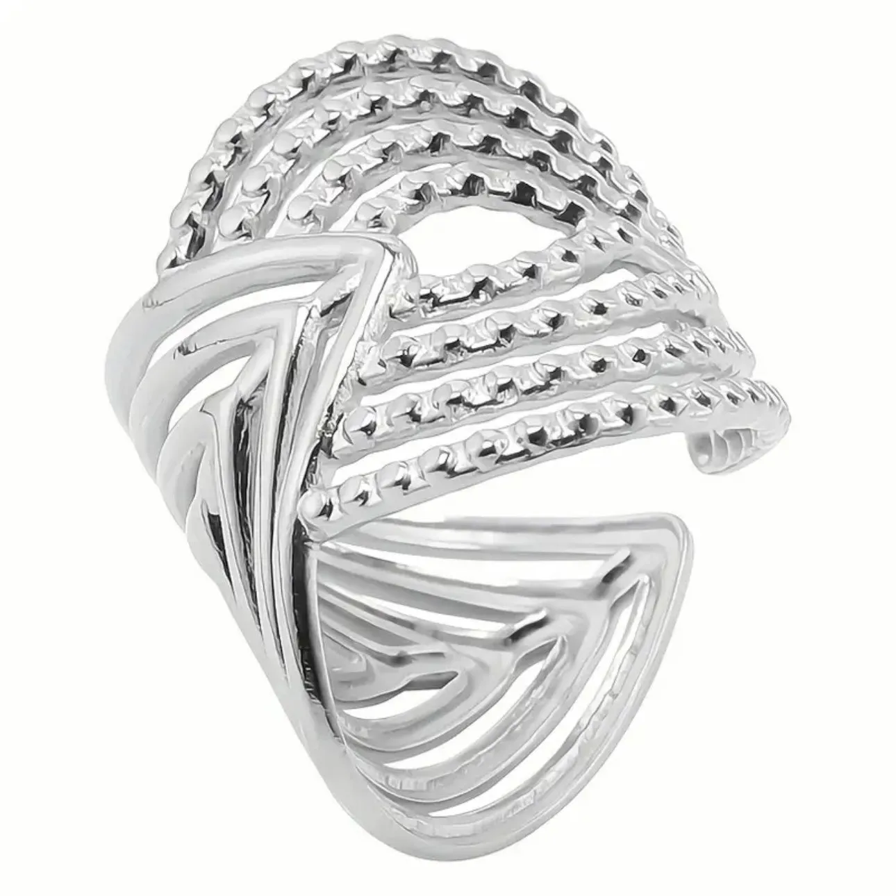 Abstract Steel All-Fit Ring