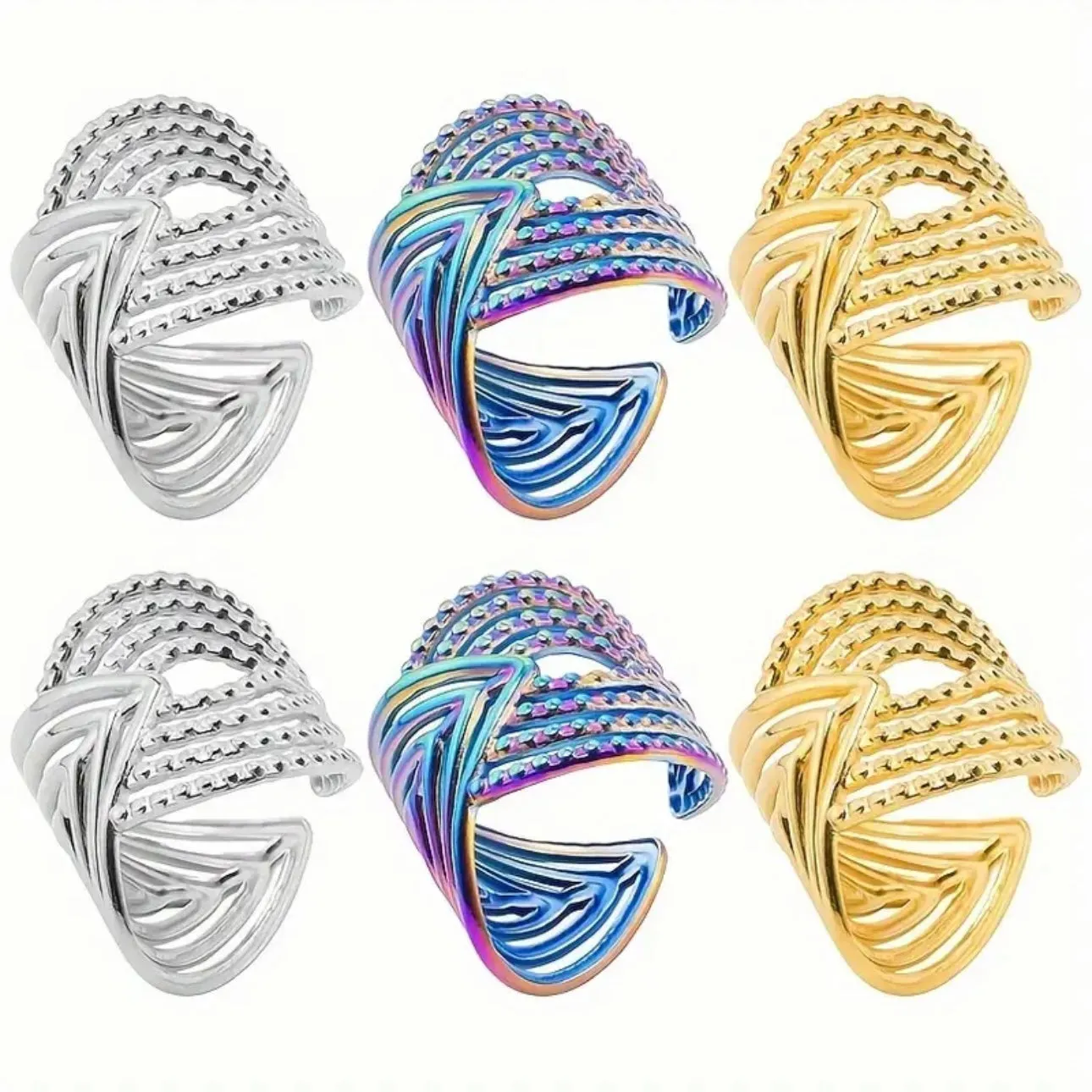 Abstract Steel All-Fit Ring