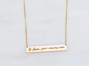 Actual Signature Handwriting Necklace,  11 mm 2" bar