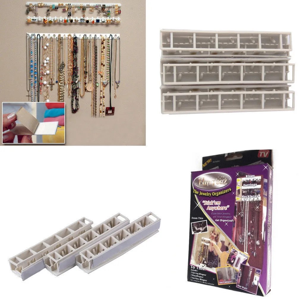 Adhesive Jewelry earring necklace hanger holder Organizer packaging Display jewelry rack sticky hooks Wall Mount stand tray para