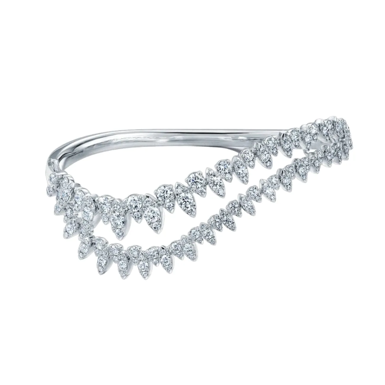 Aerial Twisted Dewdrop 18K White Gold Bangle