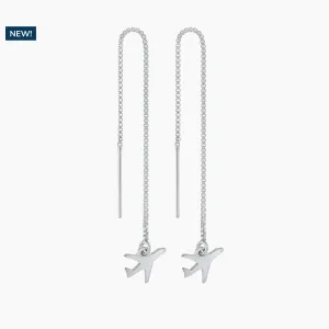 Airplane Threader Earrings in Sterling Silver