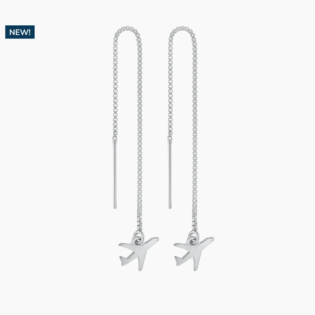 Airplane Threader Earrings in Sterling Silver
