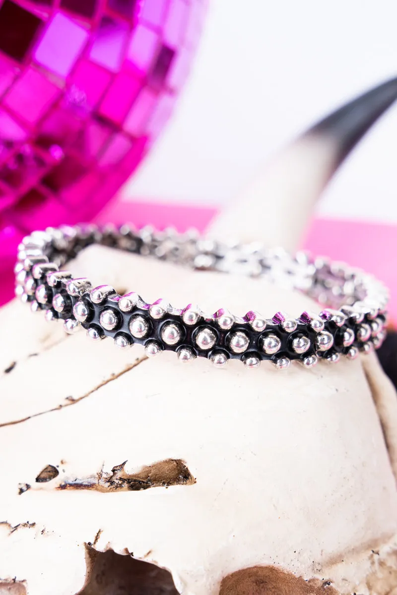All For Love Silvertone Studded Stretch Bracelet