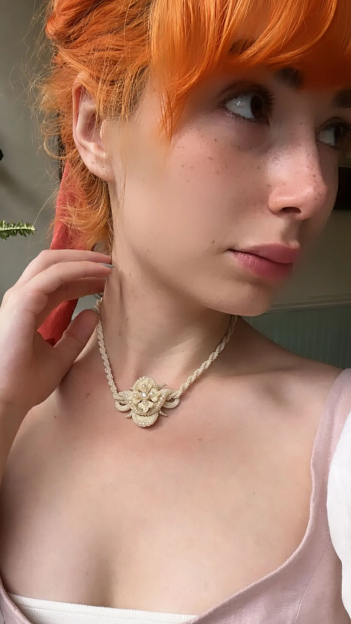 All Original Victorian Pearl Sculptural Slide Necklace