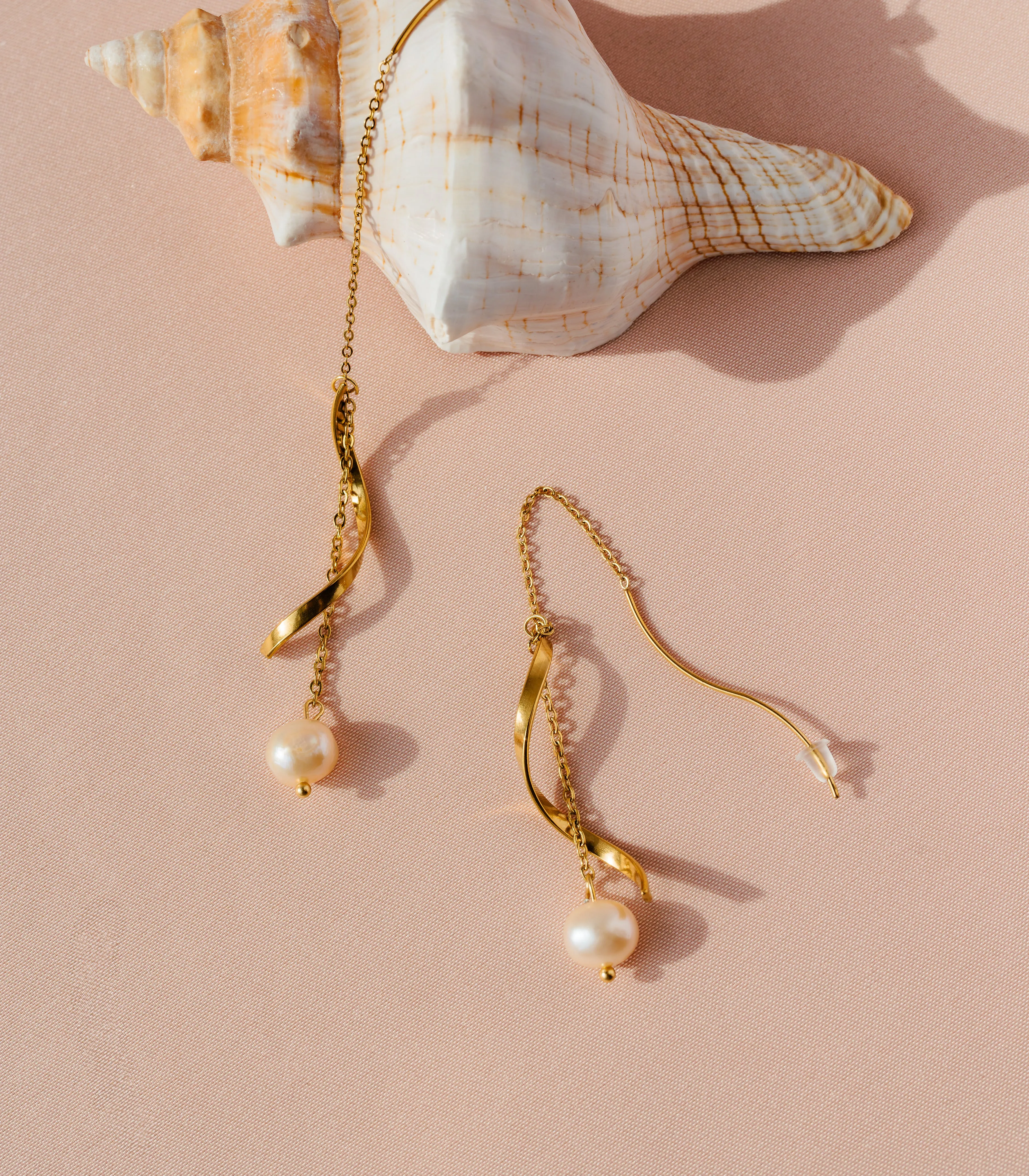 Alon Wave Pearl Threader Earrings