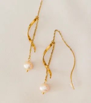 Alon Wave Pearl Threader Earrings