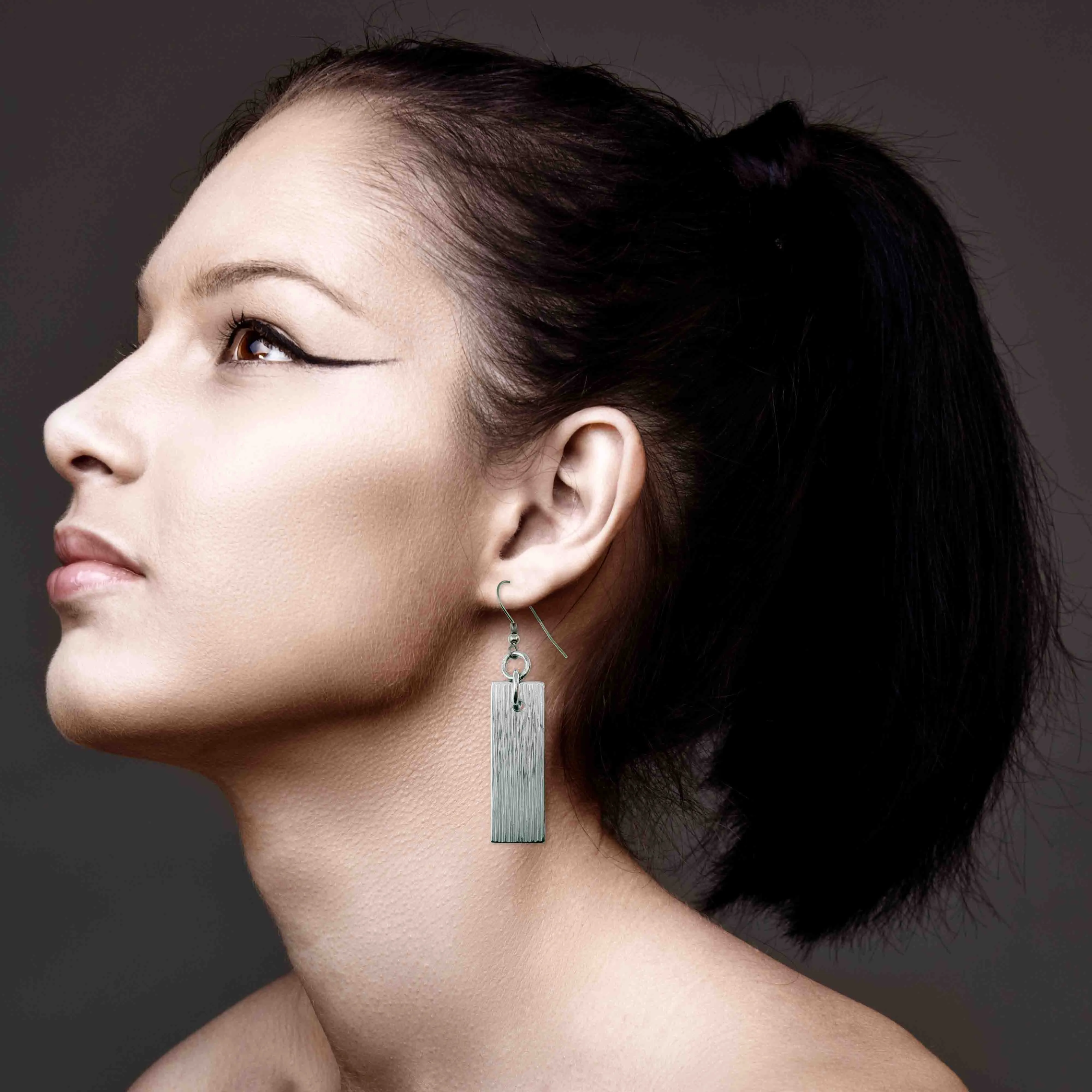 Aluminum Bark Dangle Earrings