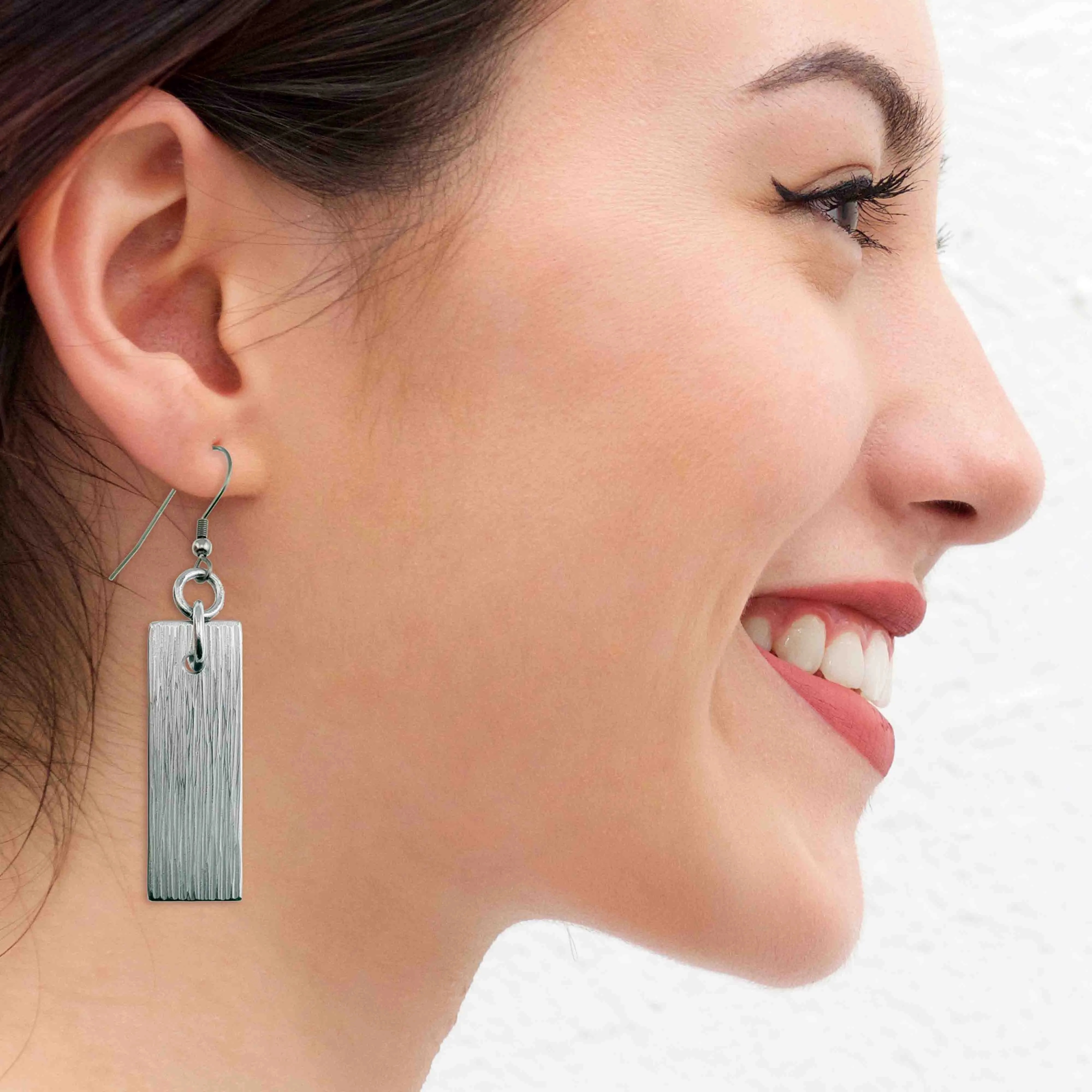 Aluminum Bark Dangle Earrings