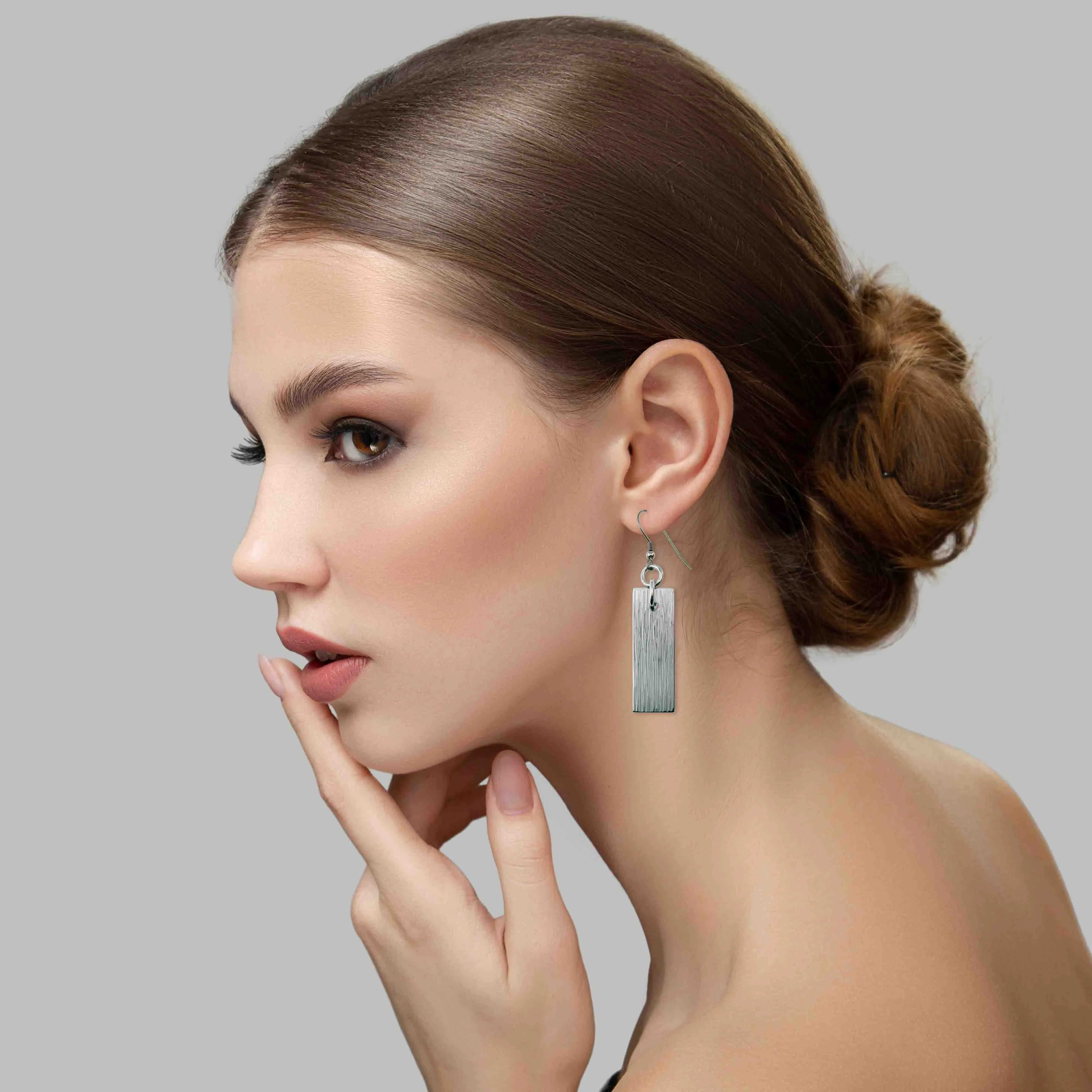 Aluminum Bark Dangle Earrings