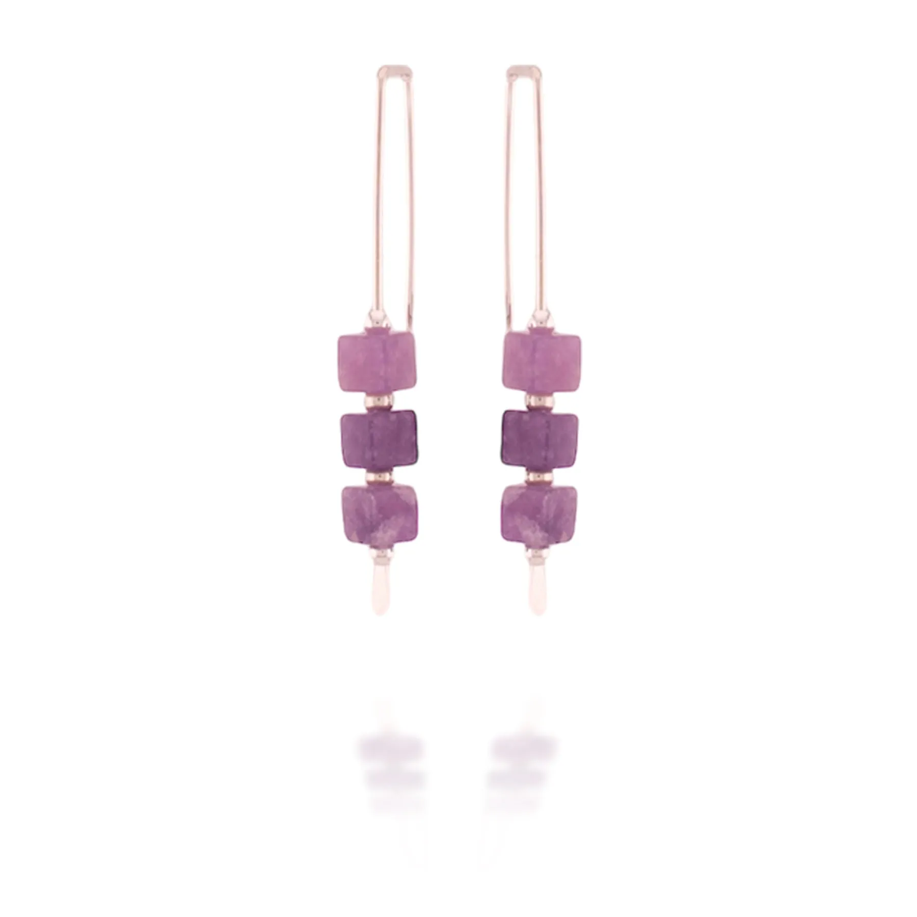 Amethyst Cubic Threader Earrings