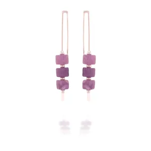 Amethyst Cubic Threader Earrings