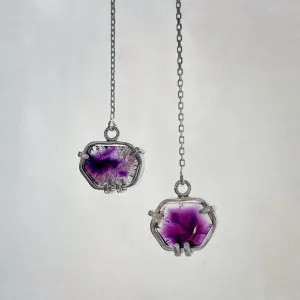 Amethyst/hematite/quartz threader earrings in silver
