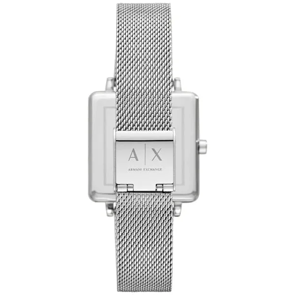 Armani Exchange Silver Mesh Bracelet White Dial Quartz Watch for Ladies - AX5800