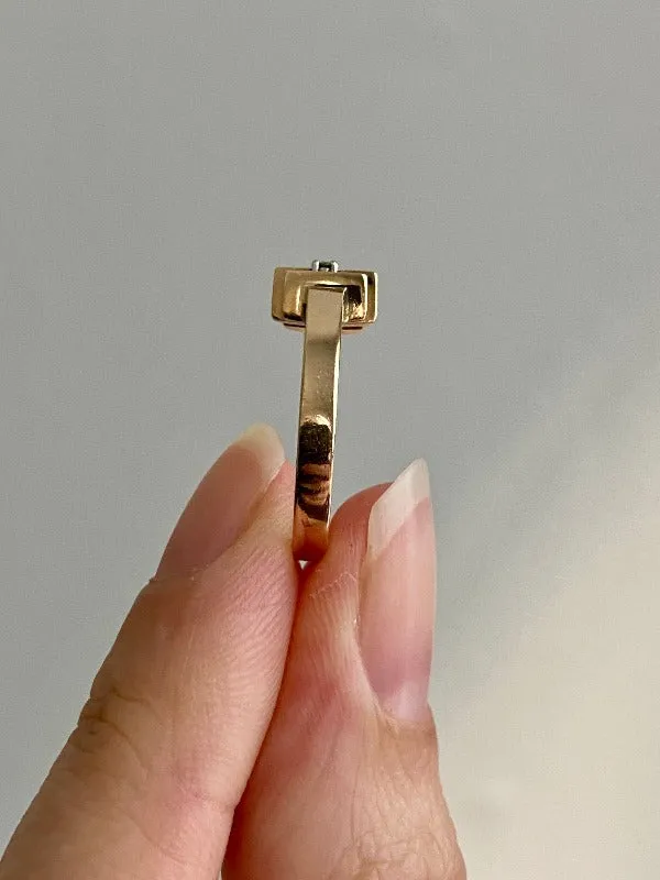 Art deco style vintage diamond ring in solid 14k gold - ring size 6