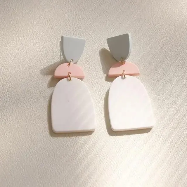 Attractive Geometric Round Square Acrylic Earrings for Women And Girls - Unique Design Long Dangle Drop Earrings