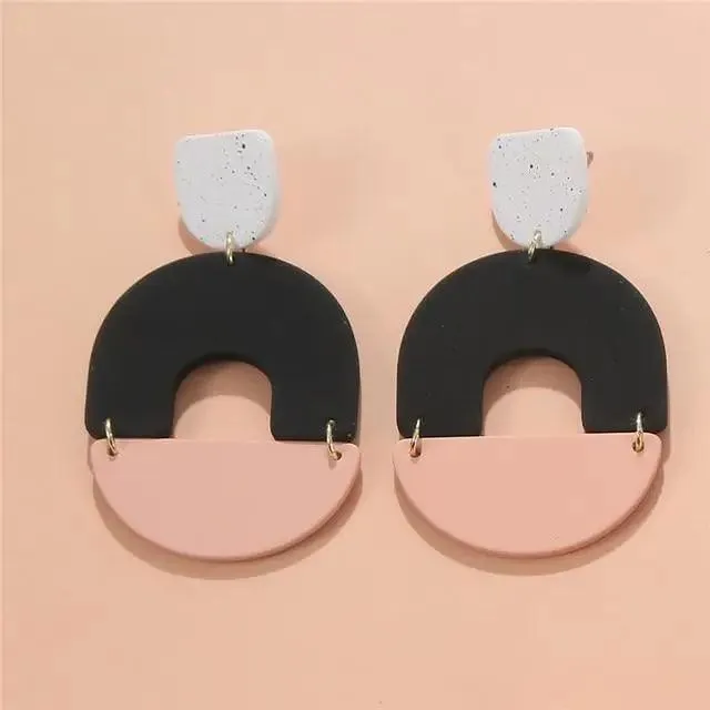 Attractive Geometric Round Square Acrylic Earrings for Women And Girls - Unique Design Long Dangle Drop Earrings