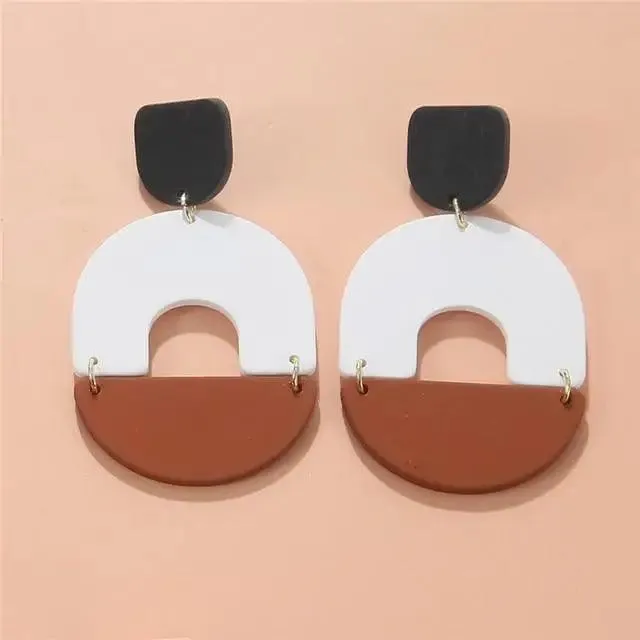 Attractive Geometric Round Square Acrylic Earrings for Women And Girls - Unique Design Long Dangle Drop Earrings