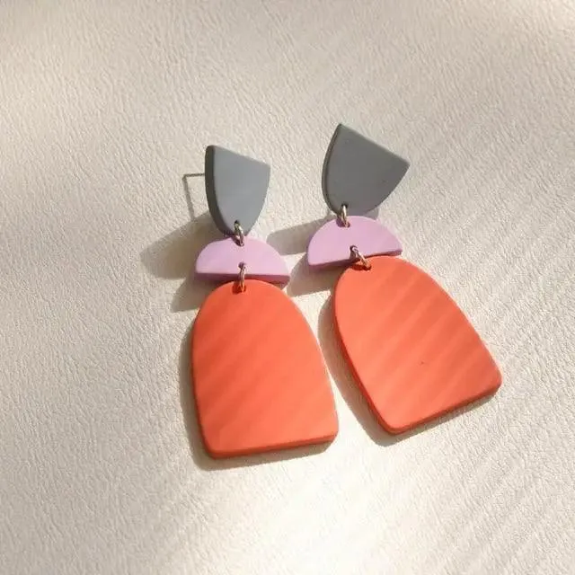 Attractive Geometric Round Square Acrylic Earrings for Women And Girls - Unique Design Long Dangle Drop Earrings