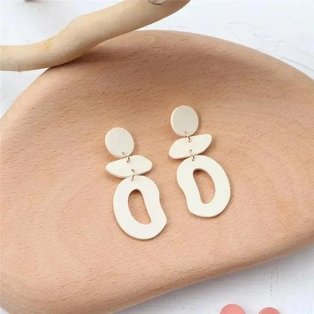 Attractive Geometric Round Square Acrylic Earrings for Women And Girls - Unique Design Long Dangle Drop Earrings