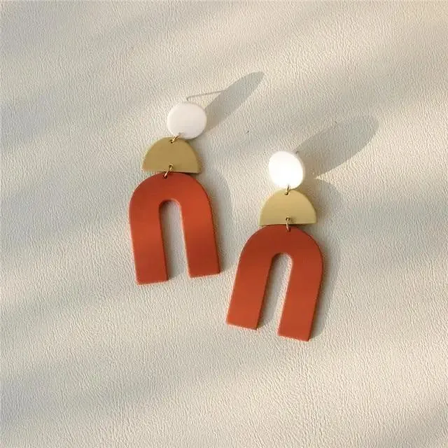 Attractive Geometric Round Square Acrylic Earrings for Women And Girls - Unique Design Long Dangle Drop Earrings