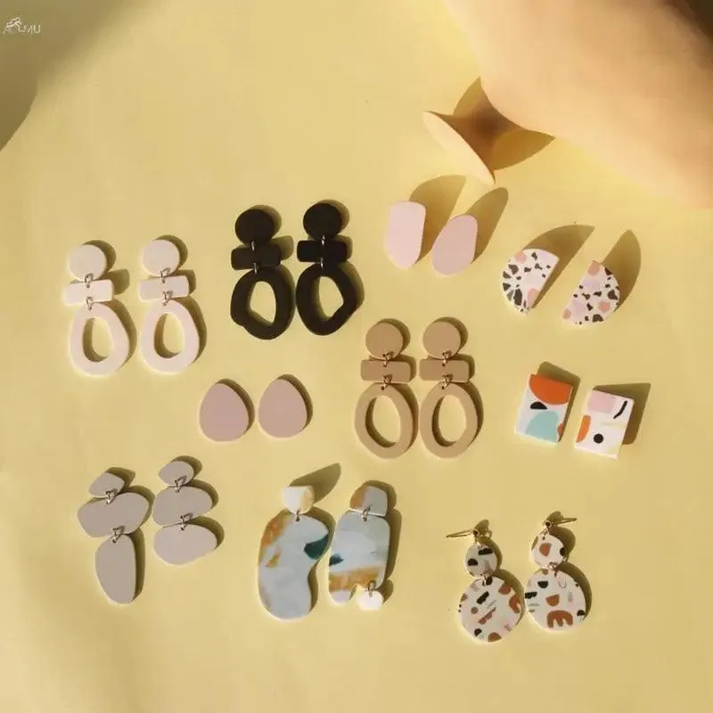 Attractive Geometric Round Square Acrylic Earrings for Women And Girls - Unique Design Long Dangle Drop Earrings