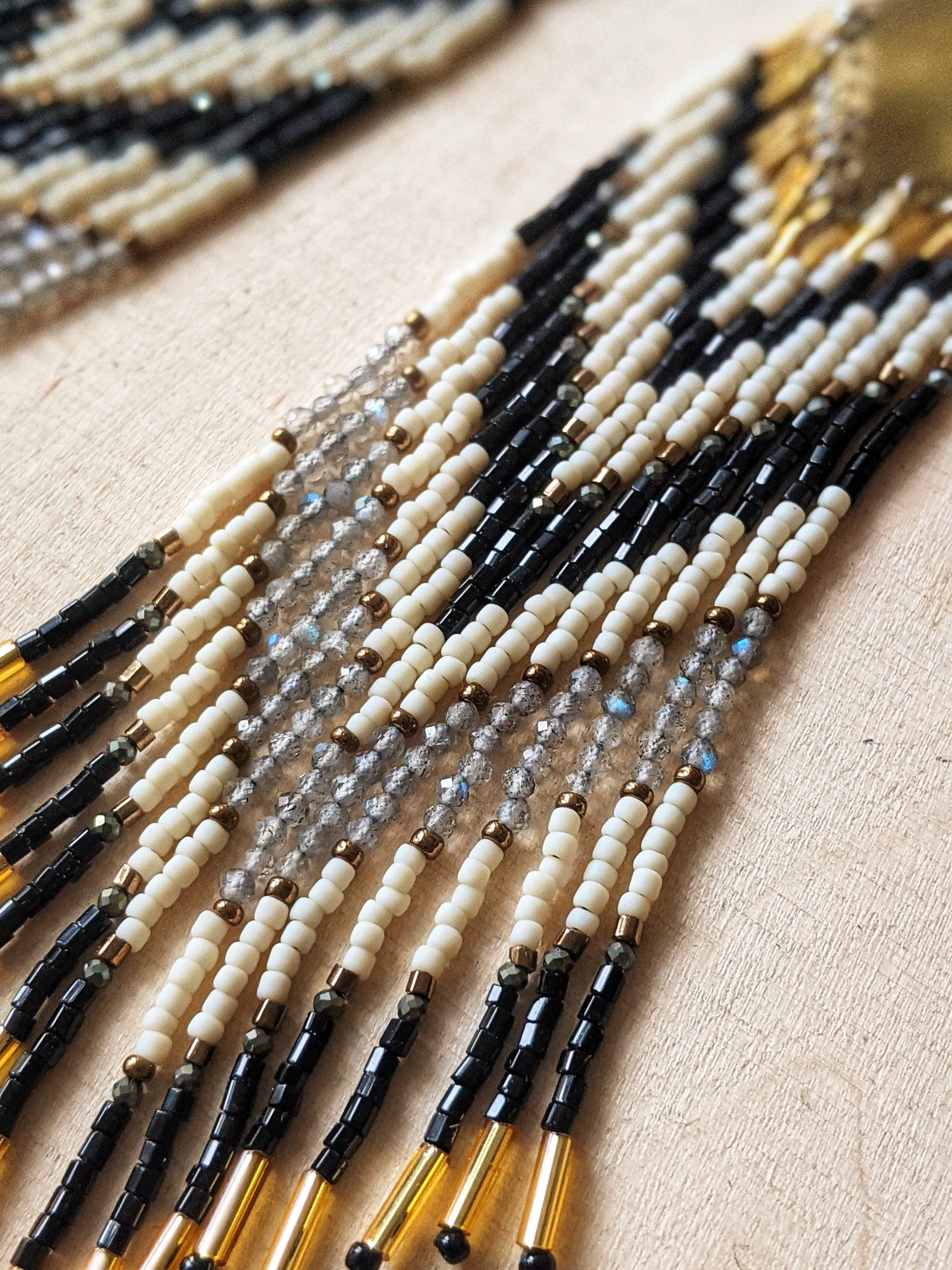 Ava Black & White Seed Bead Earrings