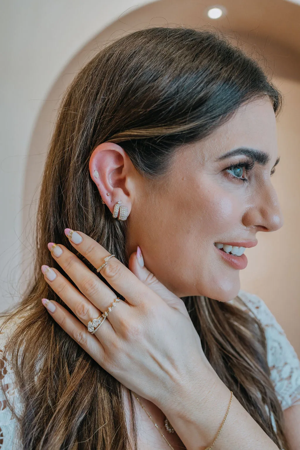 Baguette & Round Diamond Crossover Ring