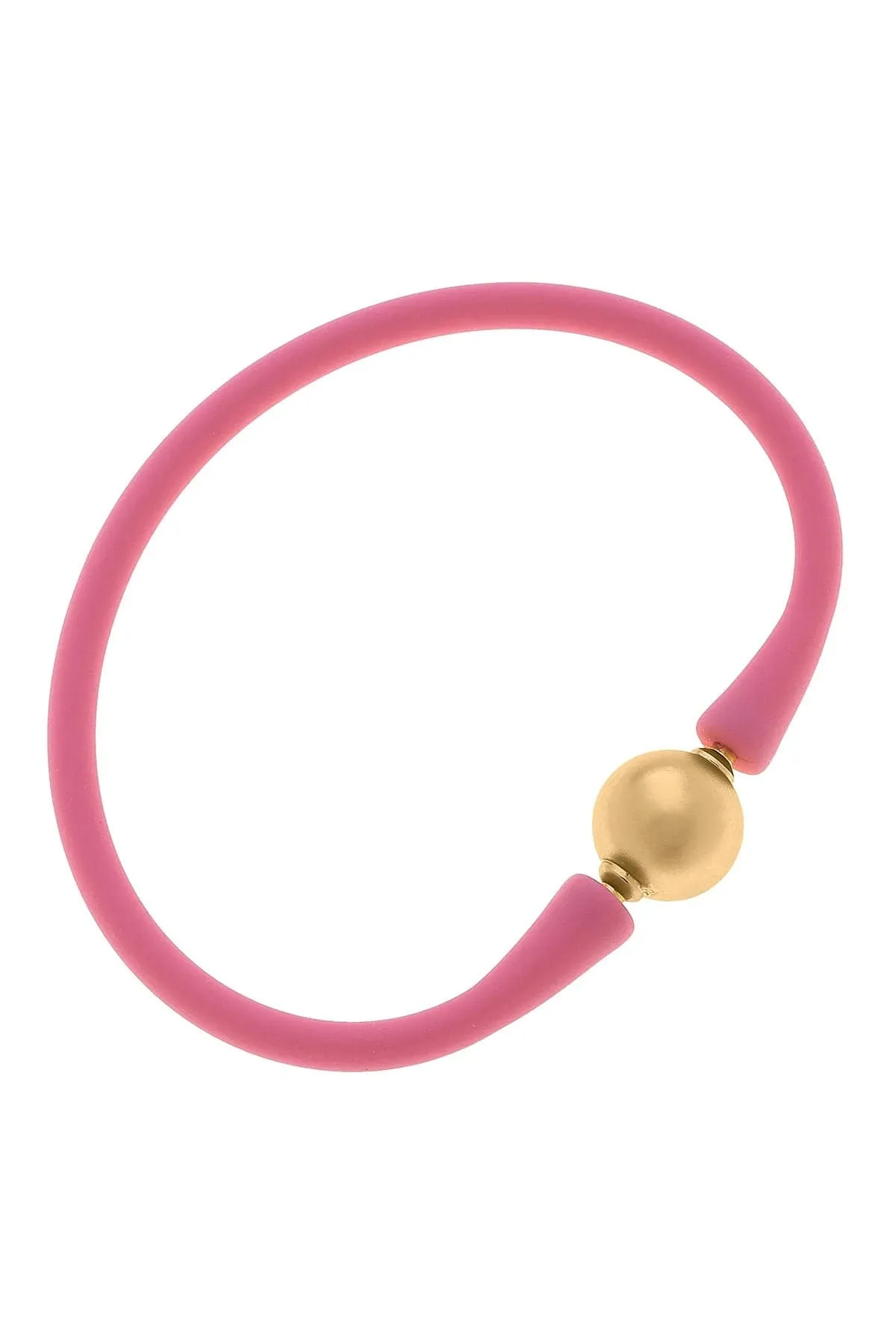 Bali 24K Gold Plated Bali Bead Silicone Bracelet - Bubblegum