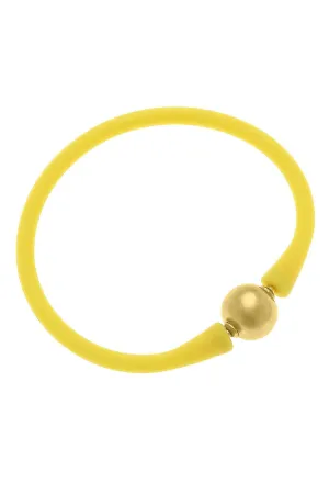 Bali 24K Gold Plated Bali Bead Silicone Bracelet - Canary Yellow