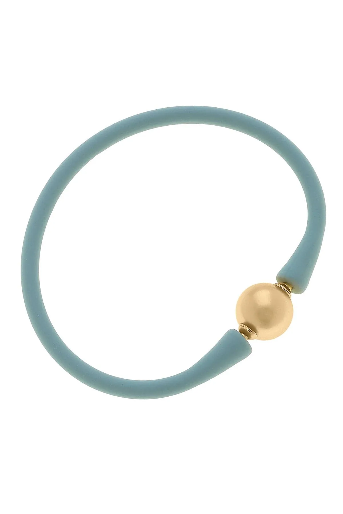 Bali 24K Gold Plated Bali Bead Silicone Bracelet - Seafoam Green