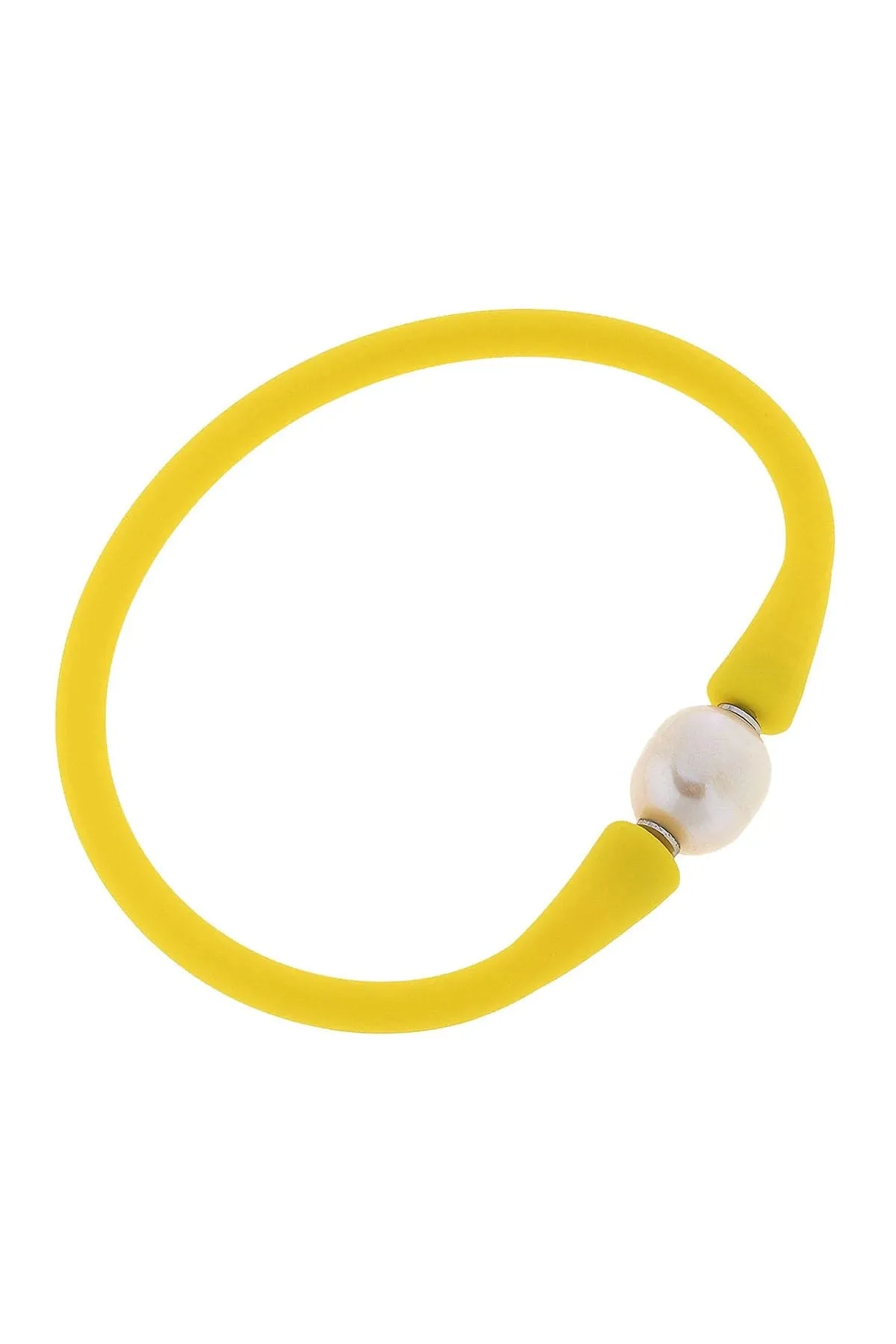 Bali Freshwater Pearl Silicone Bracelet - Canary Yellow