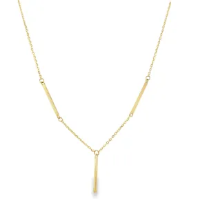 Bar and Cable Link Lariat Necklace