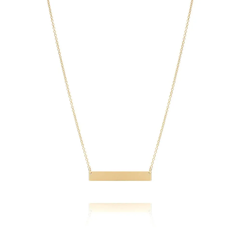 Bar Monogram Nameplate Necklace Gold