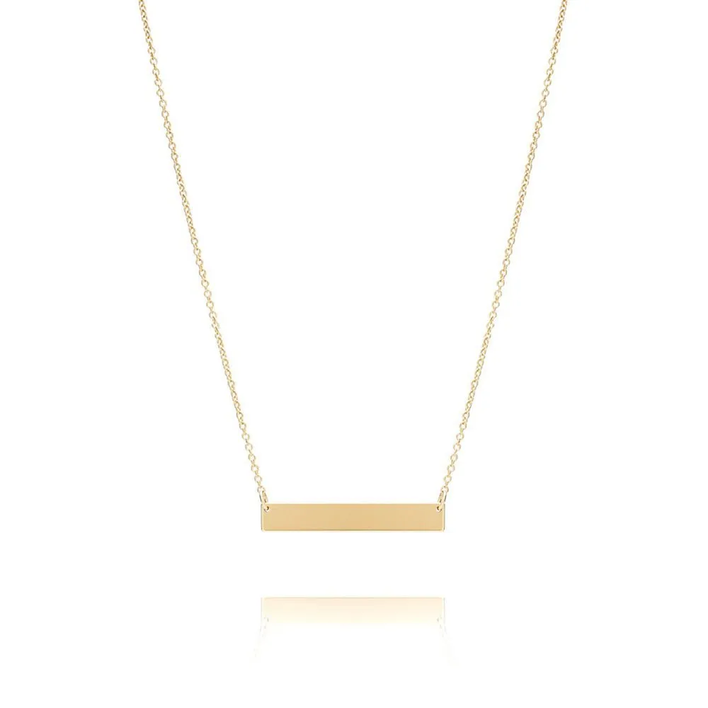 Bar Monogram Nameplate Necklace Gold