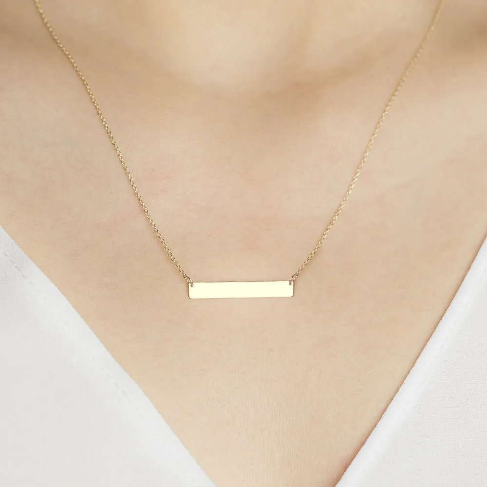 Bar Monogram Nameplate Necklace Gold