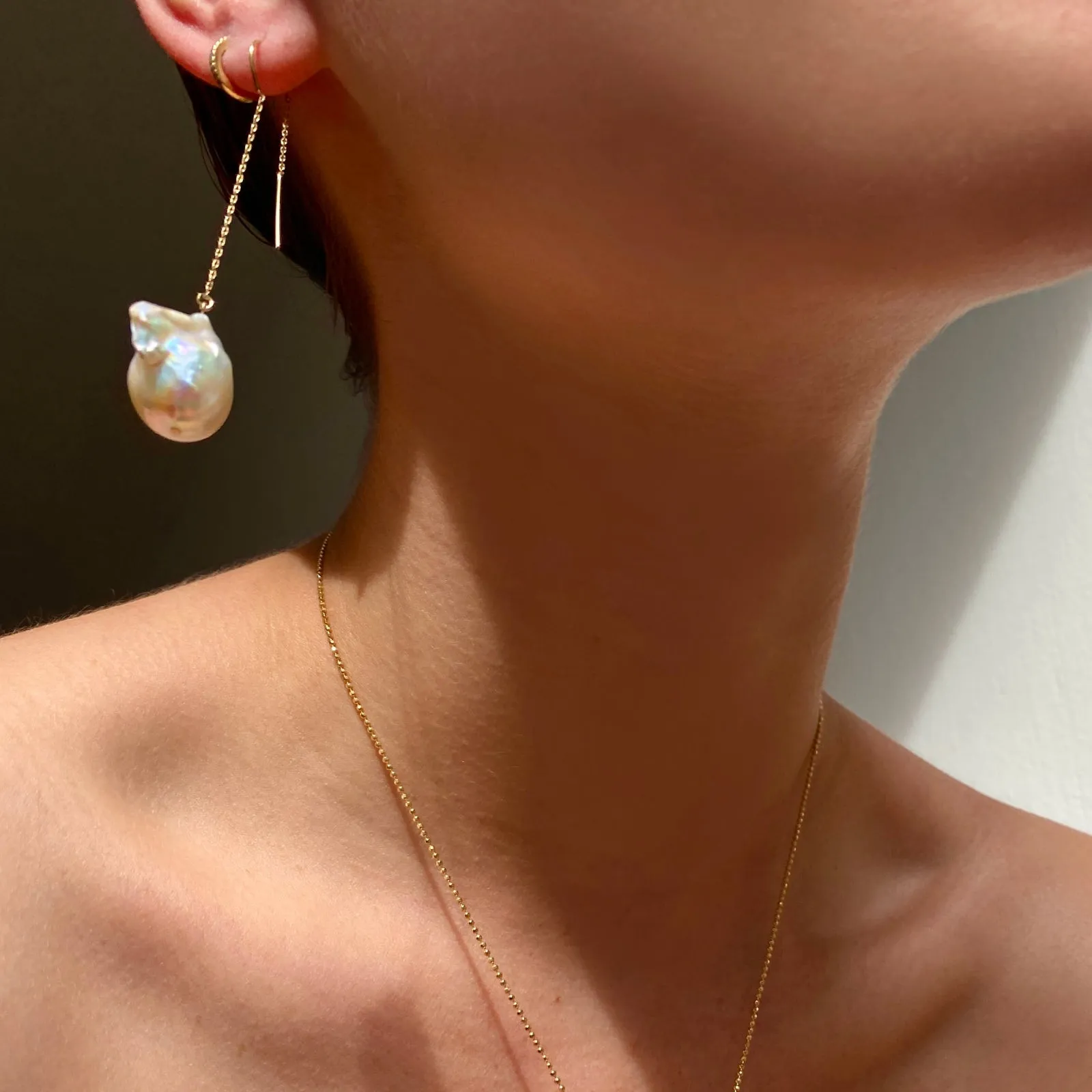 Baroque Pearl Ear Threader Earrings