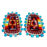 BBB Geometric Maroon Earrings