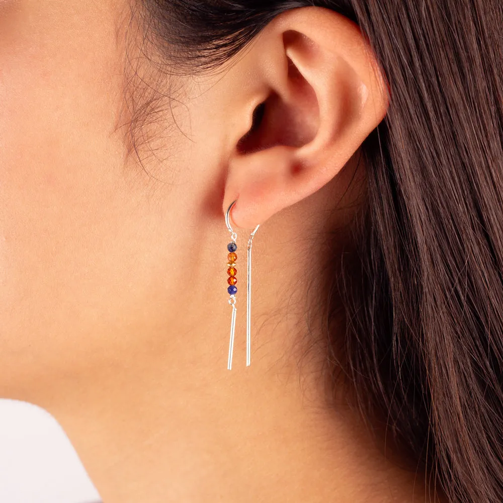 Beaded Dancer Threaders in Sodalite & Hessonite | Available to Ship March 14, 2025