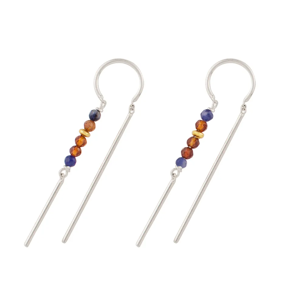Beaded Dancer Threaders in Sodalite & Hessonite | Available to Ship March 14, 2025