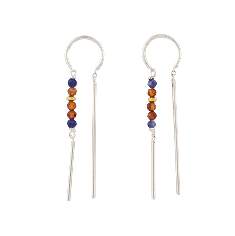 Beaded Dancer Threaders in Sodalite & Hessonite | Available to Ship March 14, 2025