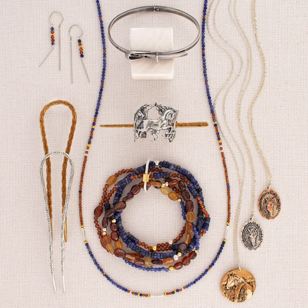 Beaded Dancer Threaders in Sodalite & Hessonite | Available to Ship March 14, 2025