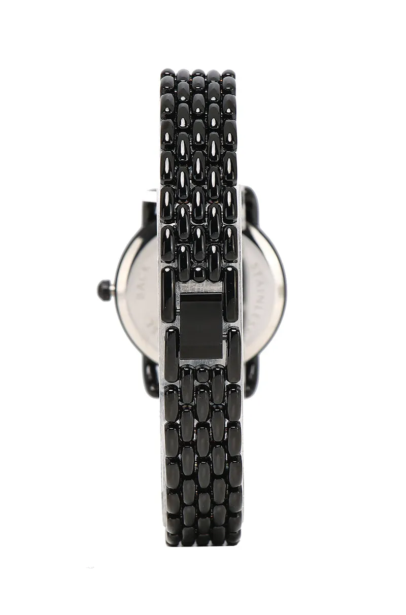 Beata Black Alloy Strap Watch (Black)