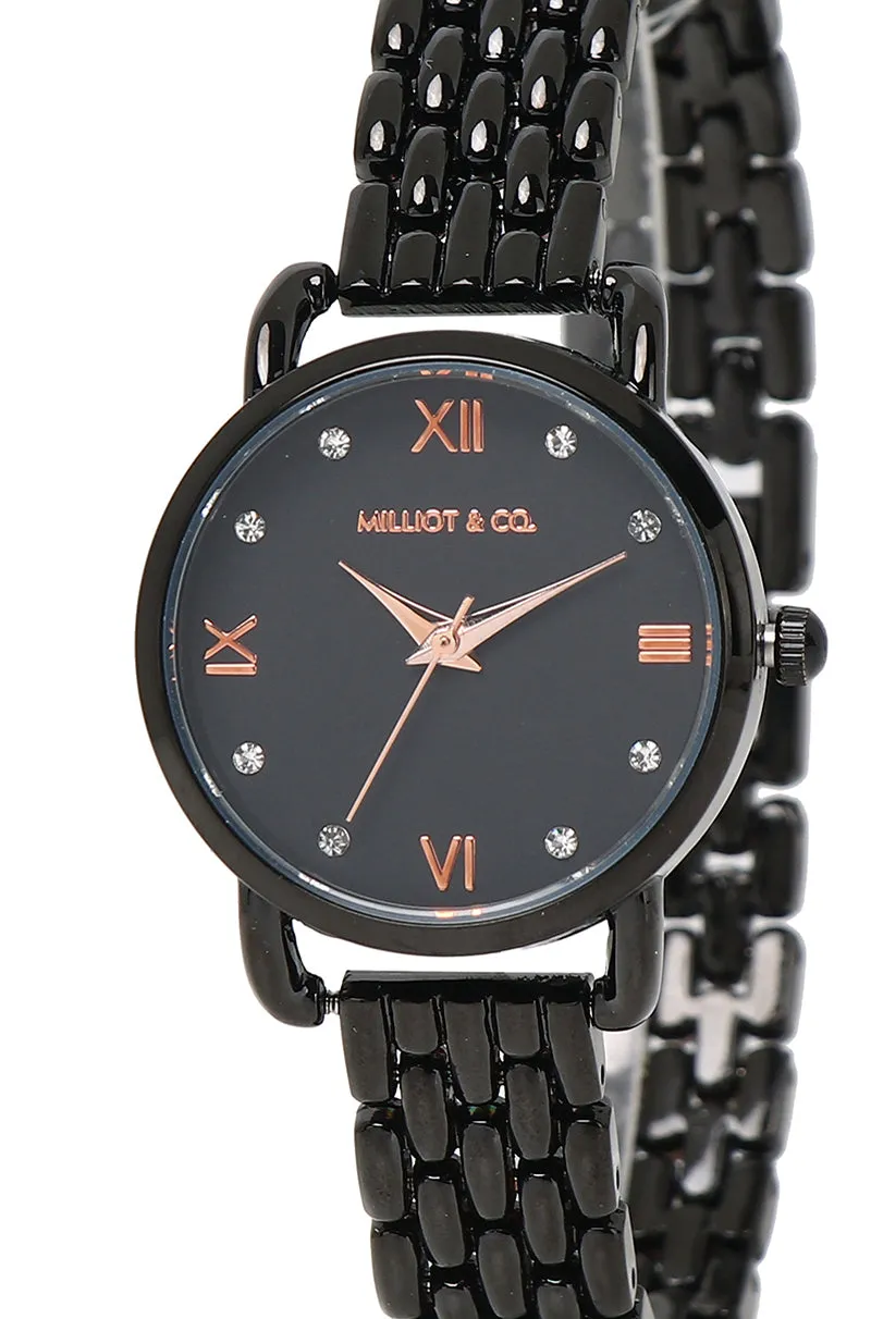 Beata Black Alloy Strap Watch (Black)