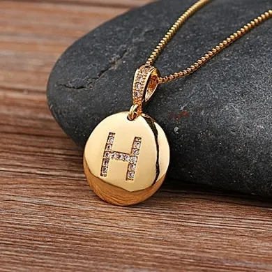 Beautiful Custom Alphabet Engraved Pendant - Gold Finished