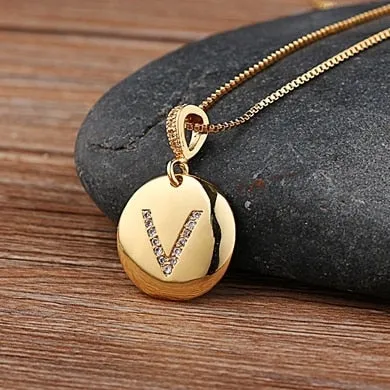 Beautiful Custom Alphabet Engraved Pendant - Gold Finished