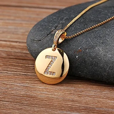 Beautiful Custom Alphabet Engraved Pendant - Gold Finished