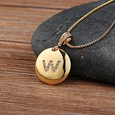 Beautiful Custom Alphabet Engraved Pendant - Gold Finished