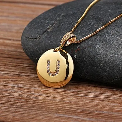 Beautiful Custom Alphabet Engraved Pendant - Gold Finished