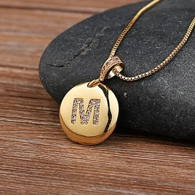 Beautiful Custom Alphabet Engraved Pendant - Gold Finished